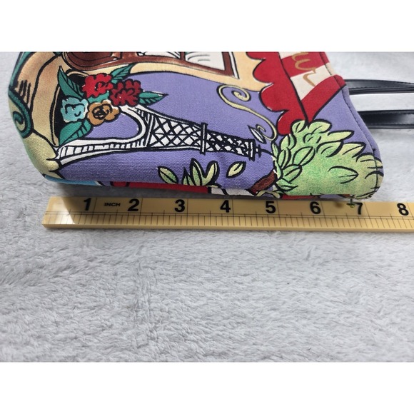 Y2K Paris Cafe Tote Bag Novelty Eiffel Tower Print Rhinestone Sequin Purse - Picture 14 of 15